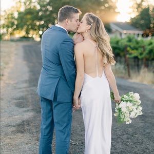 Michael LoSordo Georgia Open-Back Crystal Embellished Silk-Satin Dress